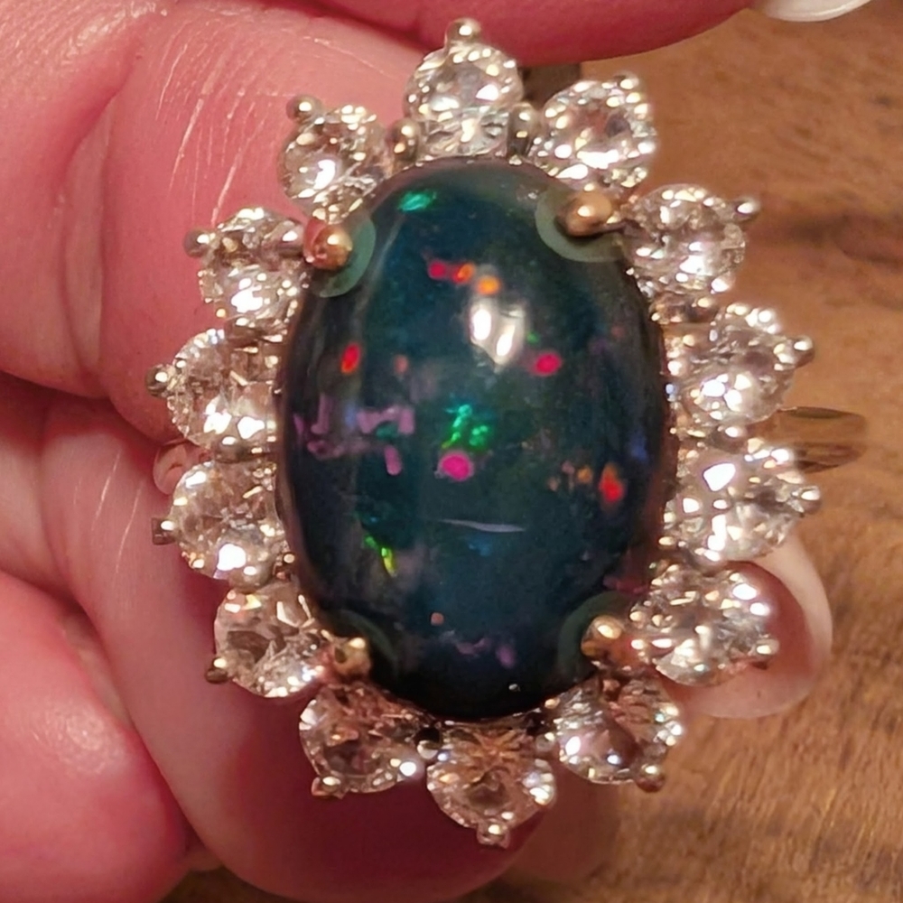 10K Gold Miami Blue Opal - Picture 2 of 7